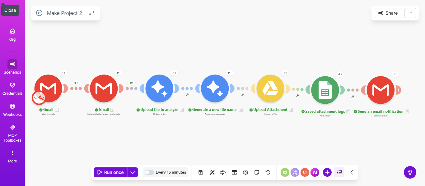 AI-Powered Gmail Attachment Sorting & Drive Organization workflow thumbnail